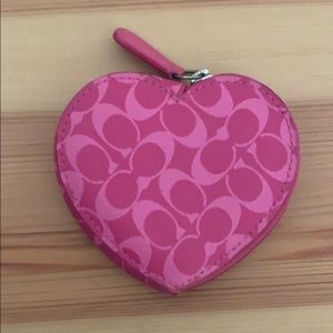 Coach pink heart shaped coin purse